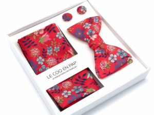  Le Coq en Pap' - Coffret noeud papillon fleuri liberty edenham c