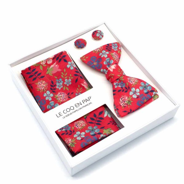  Le Coq en Pap' - Coffret noeud papillon fleuri liberty edenham c