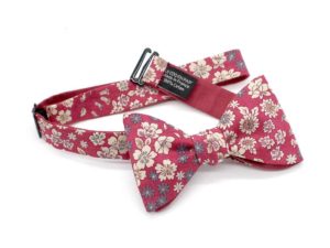  Le Coq en Pap' - Noeud papillon rouge framboise fleuri frou-frou