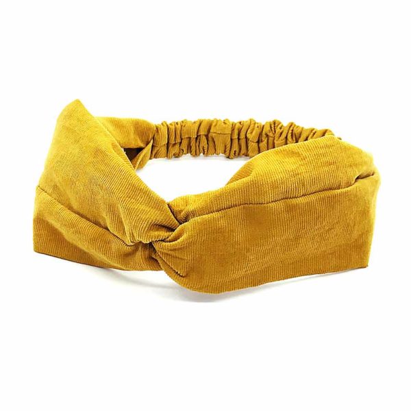  Le Coq en Pap' - Bandeau turban jaune miel uni en velours