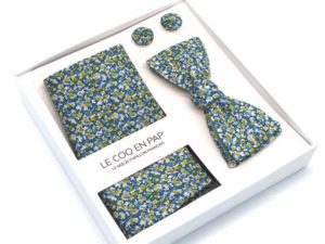  Le Coq en Pap' - Coffret noeud papillon fleuri liberty pepper t