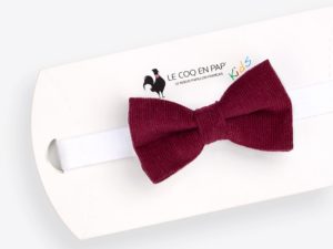  Le Coq en Pap' - Noeud papillon enfant rouge bordeaux uni en velours