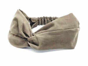  Le Coq en Pap' - Bandeau turban beige café au lait uni en velours