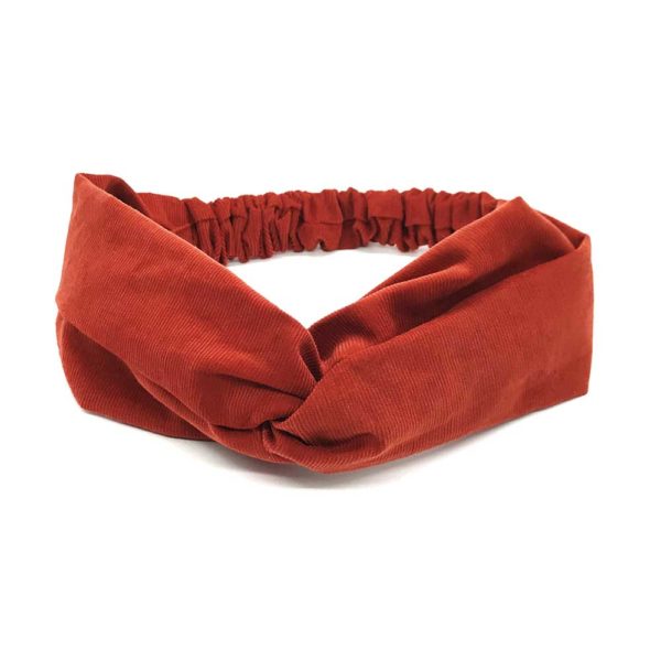  Le Coq en Pap' - Bandeau turban rouge brique uni en velours