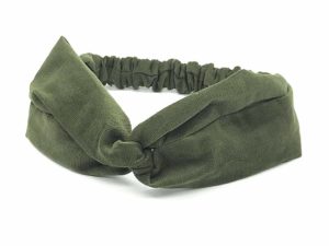  Le Coq en Pap' - Bandeau turban vert kaki uni en velours