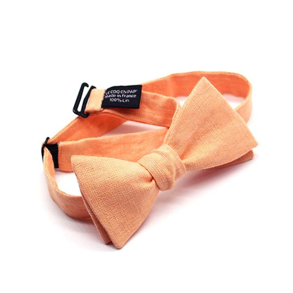  Le Coq en Pap' - Noeud papillon orange mandarine uni en lin