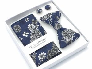  Le Coq en Pap' - Coffret noeud papillon fleuri vert boisé dahlia