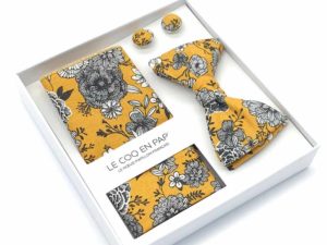  Le Coq en Pap' - Coffret noeud papillon fleuri vert boisé dahlia