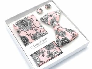  Le Coq en Pap' - Coffret noeud papillon fleuri vert boisé dahlia