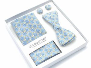  Le Coq en Pap' - Coffret noeud papillon bleu ciel japonais kikko