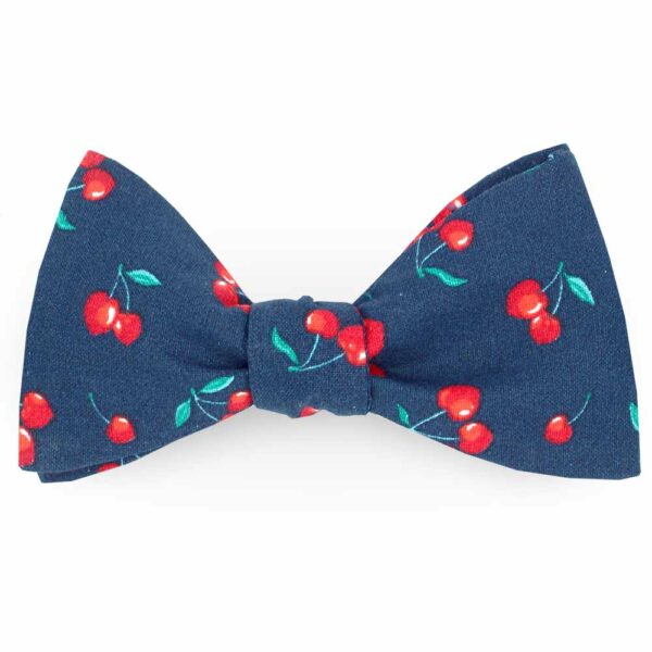  Le Coq en Pap' - Noeud papillon fleuri bleu marine cerises mon cherry