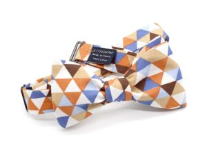  Le Coq en Pap' - Noeud papillon orange beige bleu trimix