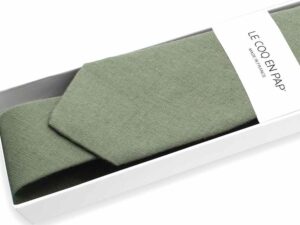  Le Coq en Pap' - Cravate vert sauge unie en lin