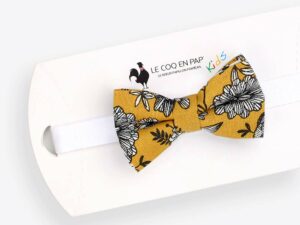  Le Coq en Pap' - Noeud papillon enfant fleuri orange feu dahlia