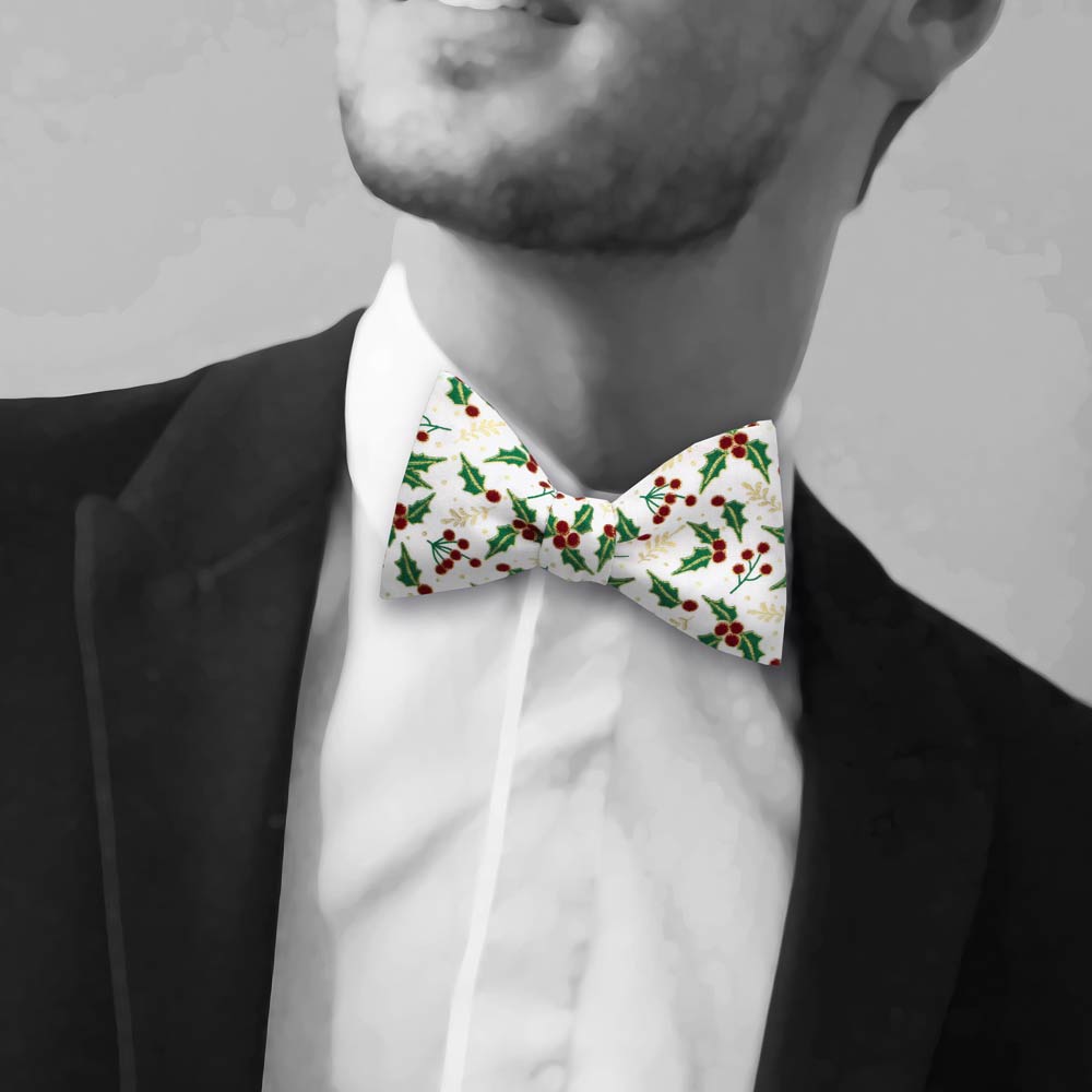 Noeud Papillon Père Noël Noir - Prénoué - Microfibre - Taille Unique - Accessoire Fête Décalé