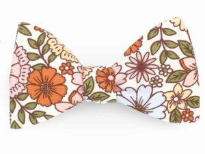  Le Coq en Pap' - Noeud papillon fleuri orange, rose be pop 70's c