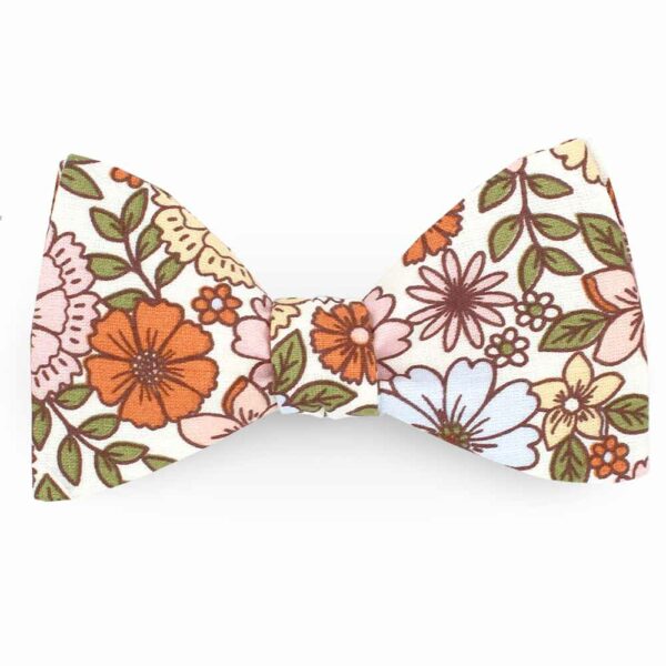  Le Coq en Pap' - Noeud papillon fleuri orange, rose be pop 70's c