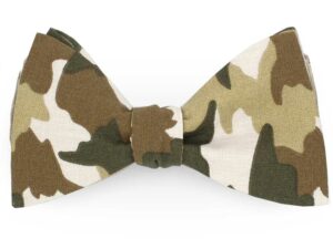  Le Coq en Pap' - Noeud papillon marron, beige, vert militaire camouflage