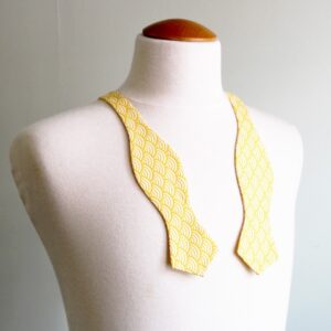1158 Japonais Seigaiha Jaune Citron Noeud papillon Le Coq en Pap
