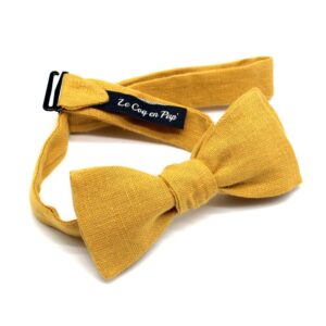 1721 Noeud papillon Jaune Moutarde en Lin Le Coq en Pap