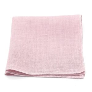 Pochette de costume rose poudré uni en lin