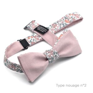 1Noeud papillon fleuri liberty ava a rose peche vert deau lecoqenpap NOUAGE 2 lecoqenpap