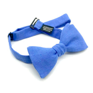 Noeud papillon bleu bleuet uni en lin – Image 2
