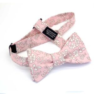 Noeud papillon fleuri liberty capel s rose petale lecoqenpap photo2