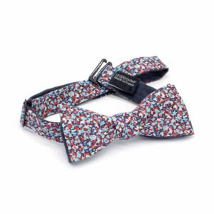 Noeud papillon liberty PEPPER J ROUGE vert menthe et bleu revers lin noir carbone reversible lecoqenpap photo2
