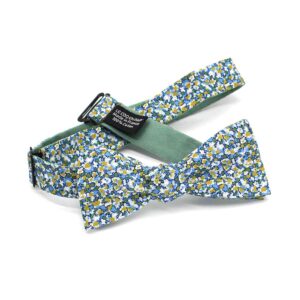 Noeud papillon liberty pepper t vert et bleu revers vert eucalyptus reversible lecoqenpap photo2