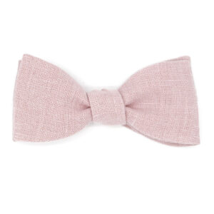 Noeud papillon rose poudre en lin lecoqenpap photo1