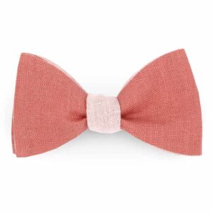 Noeud papillon bicolore vieux rose et rose poudré en lin