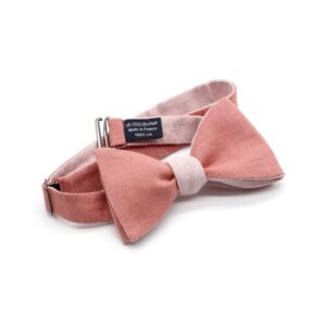 noeud papillon bicolore vieux rose et rose en lin homme le coq en pap photo2