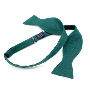 Noeud papillon vert anglais uni en lin – Image 5
