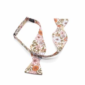 Nœud Papillon Oversize Vintage Floral Années 70 Couleur Rouille/rose - Pour Mariage, Bal, Cadeau Homme