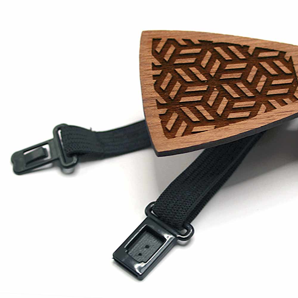 Noued papillon bois noyer gravure rubik tour de cou reglable le coq en pap