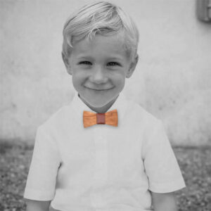 Noeud papillon enfant bois cerisier naturel cuir marron porte le coq en pap Noeud papillon enfant bois cerisier naturel cuir marron porte le coq en pap