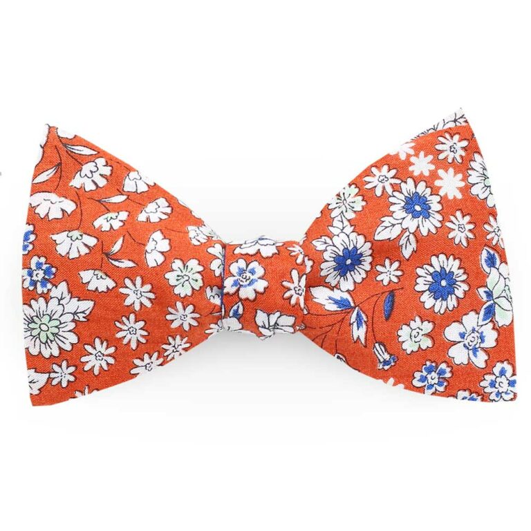 noeud papillon fleuri orange sanguine et bleu frou frou photo