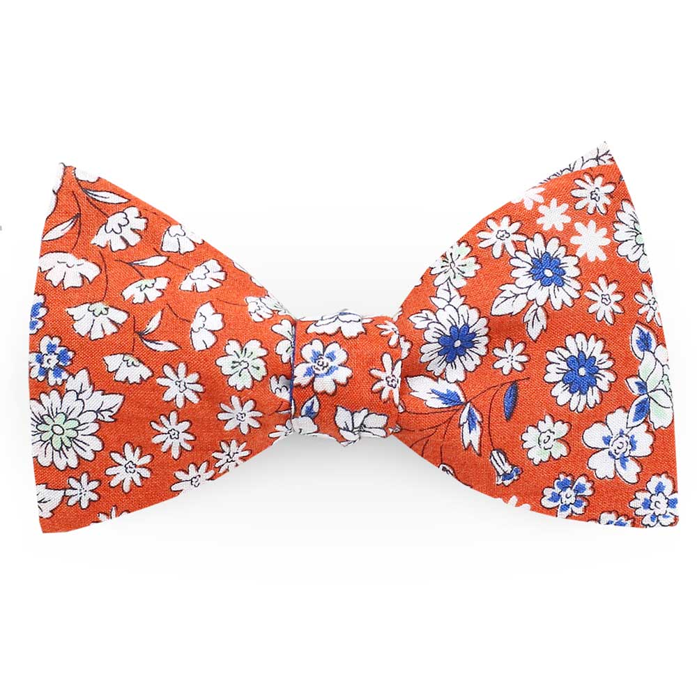 noeud papillon fleuri orange sanguine et bleu frou frou photo