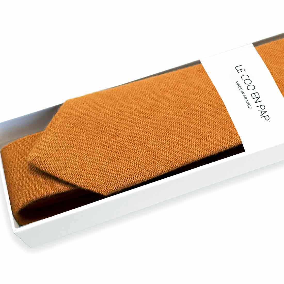 Cravate marron noisette en lin Le Coq en Pap made in france couleur homme photo