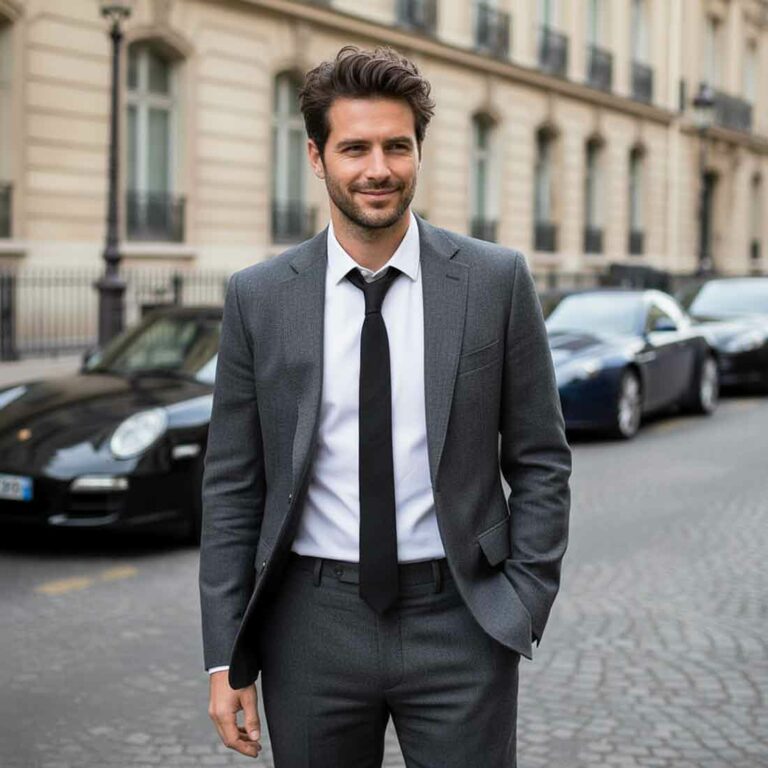 Cravate noir corbeau en lin Le Coq en Pap made in france couleur homme photo