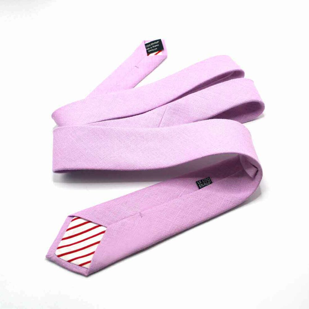 Cravate violet parme en lin Le Coq en Pap made in france couleur homme photo