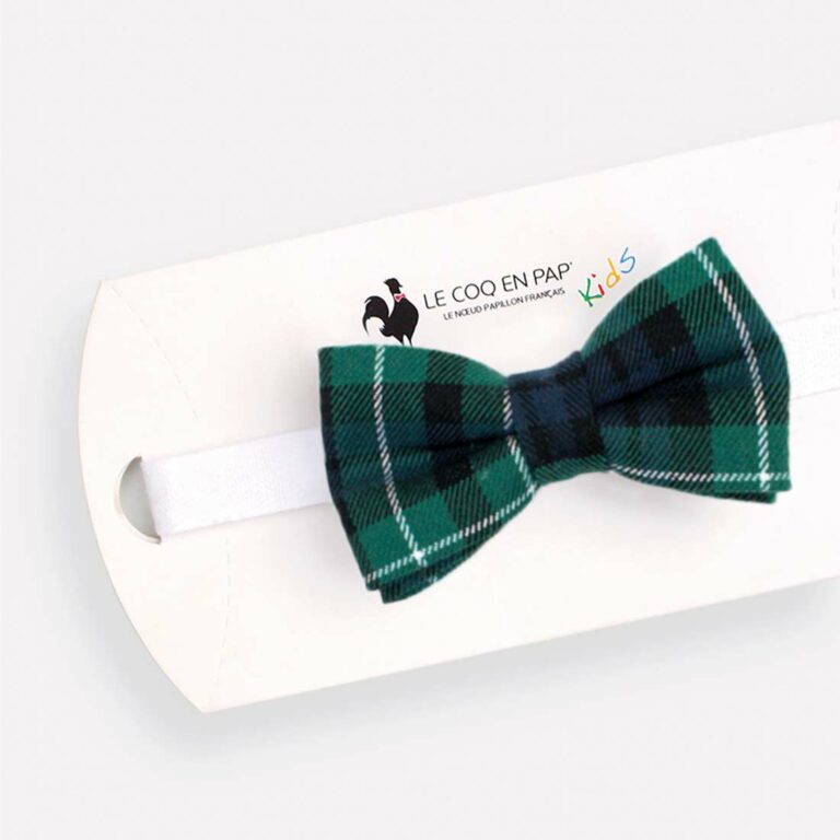 Noeud papillon enfant ecossais carreaux tartan vert