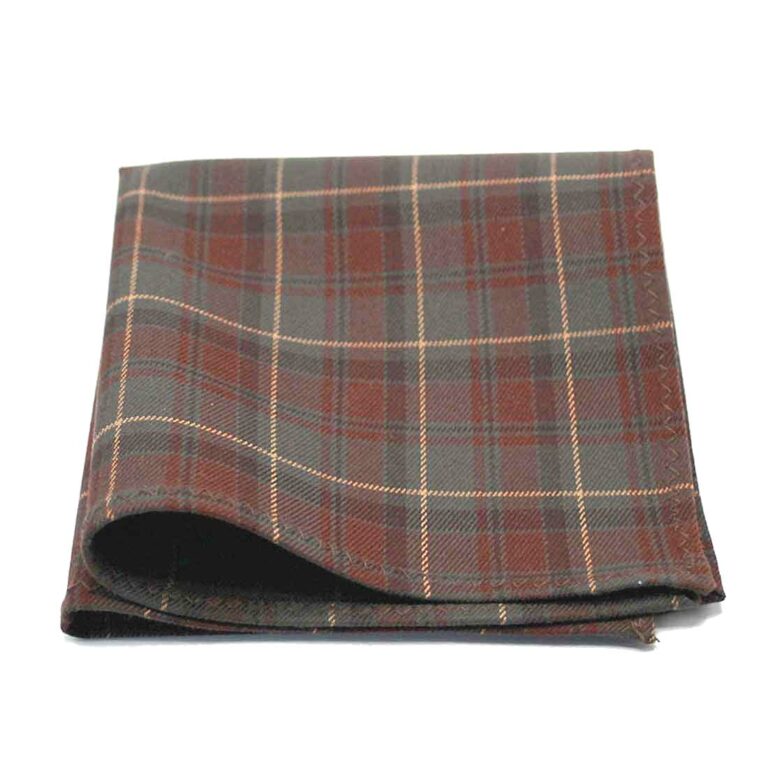 Pochette de costume ecossais carreaux tartan marron