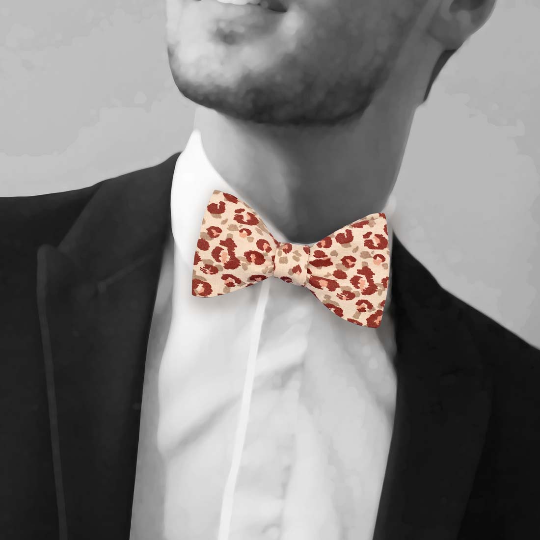 noeud papillon nature beige marron leo leopard le coq en pap photo